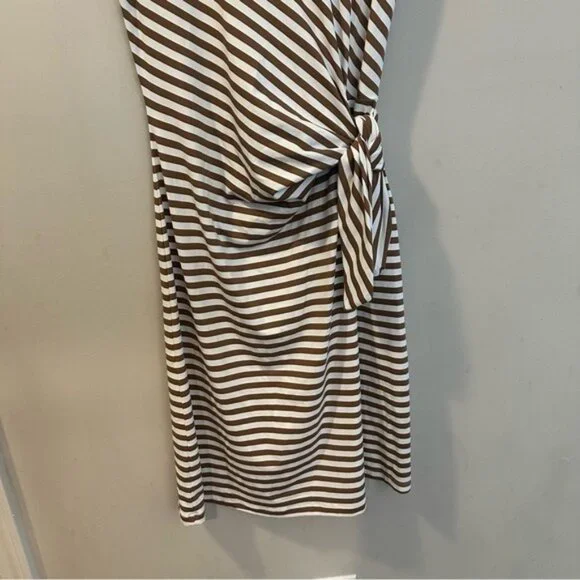 J.McLaughlin Elora Dress Brown White Stripes Catalina Cloth Sz M Coastal Prep - Picture 5 of 12